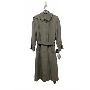 Women's Vintage 90s Misty Harbor Gray Hooded Trench Coat with Belt NWT Size 10